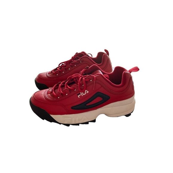 Fila Mens Red Disruptor II Premium Leather Athletic Sneakers Shoes Size 10 - Picture 5 of 8